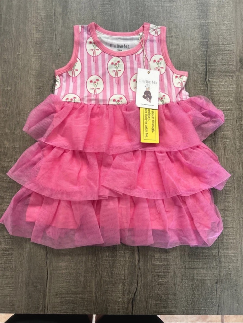 Little Girls Pink Tiered Bamboo Ruffle Dress by
